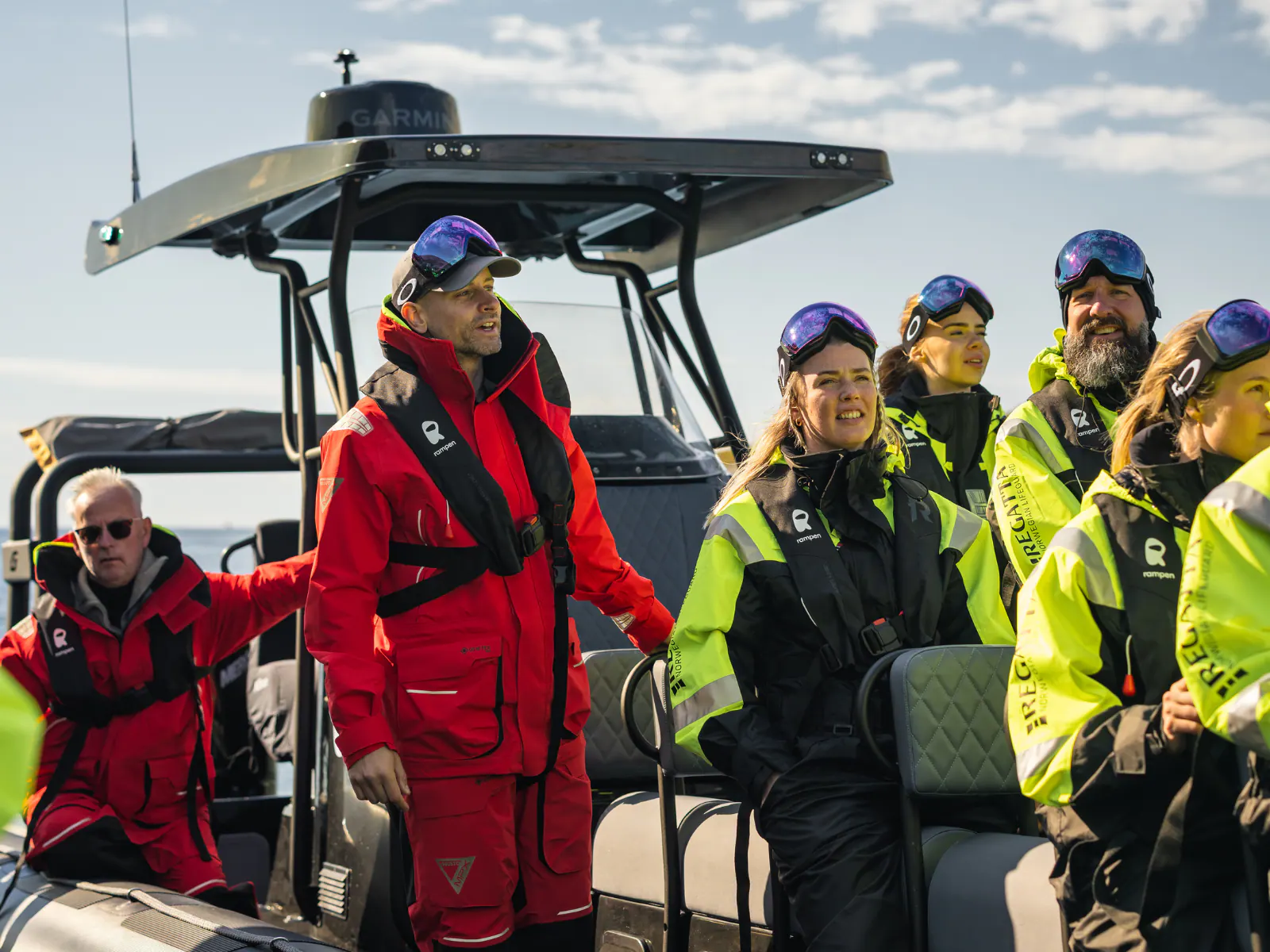 Group of guests on a RIB boat during a tailor-made tour with Rampen in Bodø, Nordland