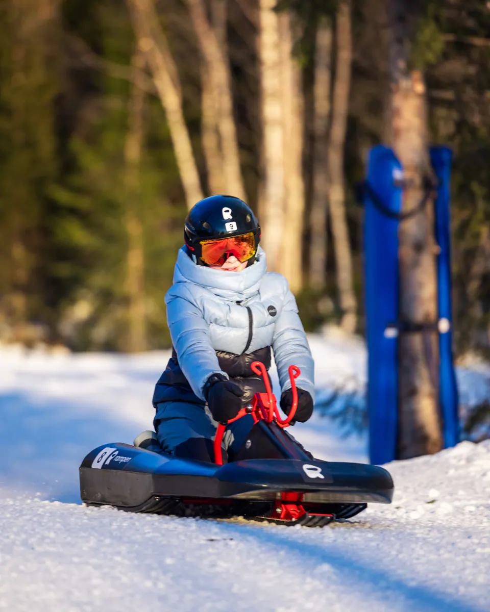 Toboggan run with sleds